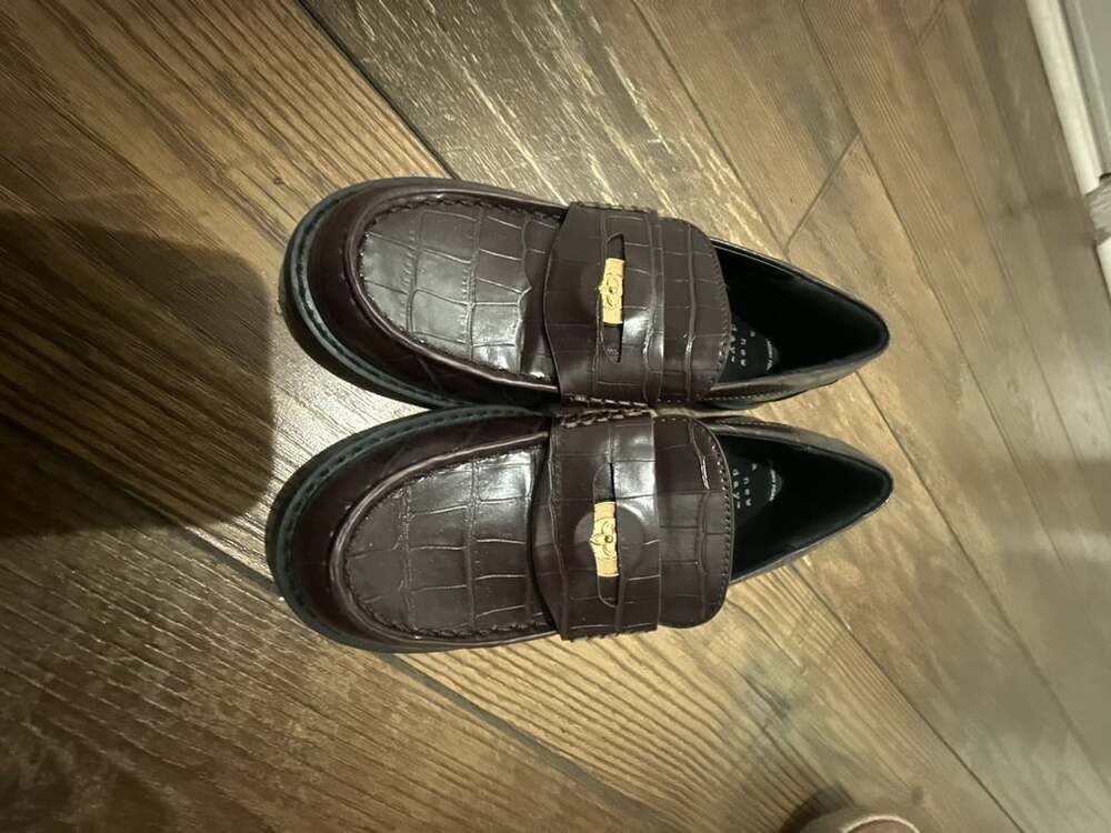 A New Day Brown Crocodile Embossed Penny Loafers Size 6